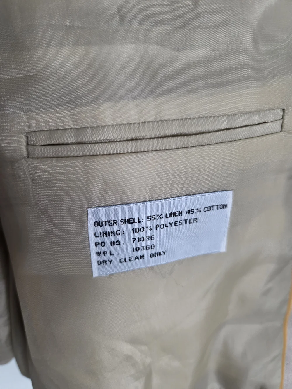 Vintage Members Only Tan Linen Cotton Blend 3 Button Blazer Sport Coat 42R